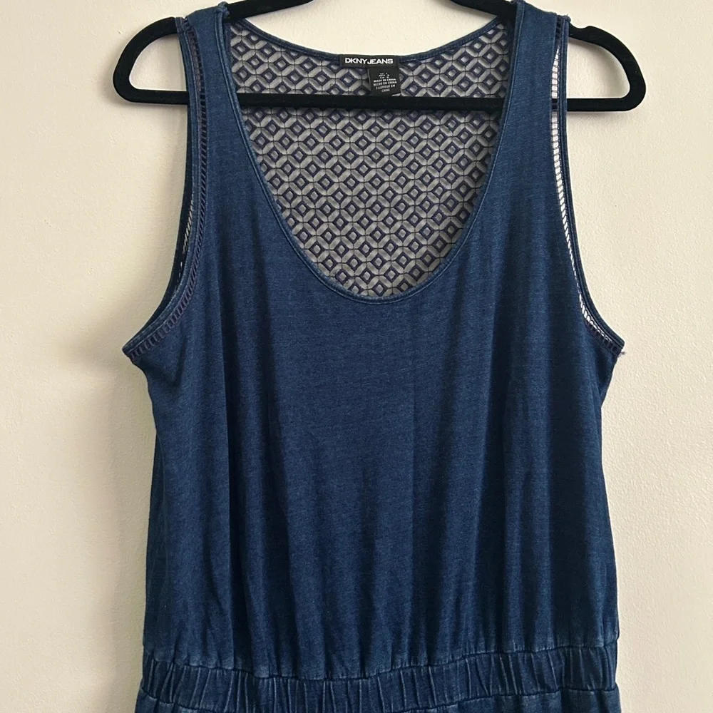 DKNY Jeans Navy Blue and Acid Washed Maxi Dress - Picture 4 of 9